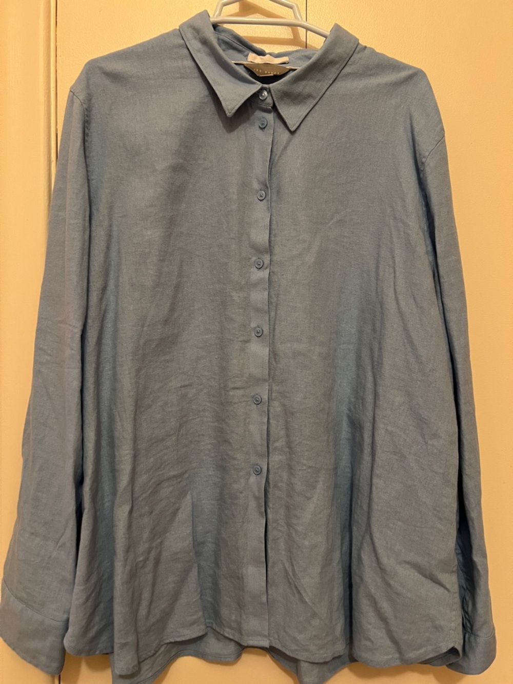 Ted Baker Linen Light Blue Button-Up Shirt Blouse